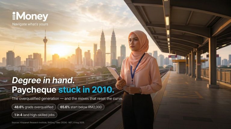 Young Malaysian graduate on an LRT platform heading to work — iMoney guide to resetting a stuck starting salary