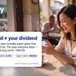 RM57.5 bil is not your EPF dividend — iMoney graphic with 2024 and 2025 EPF dividend rates and the Sept vs Dec top-up difference