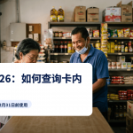 一位阿姨清晨在杂货店终端机前查询她的MyKasih卡余额，iMoney SARA 2026指南