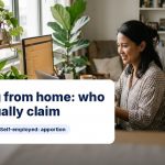 Woman working on a laptop at home with text: Working from home: who can actually claim.